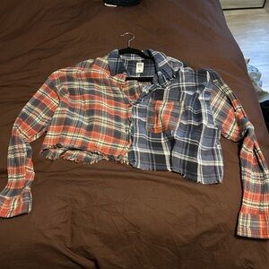 BDG Kids Plaid Button Down Shirt - Red and Navy